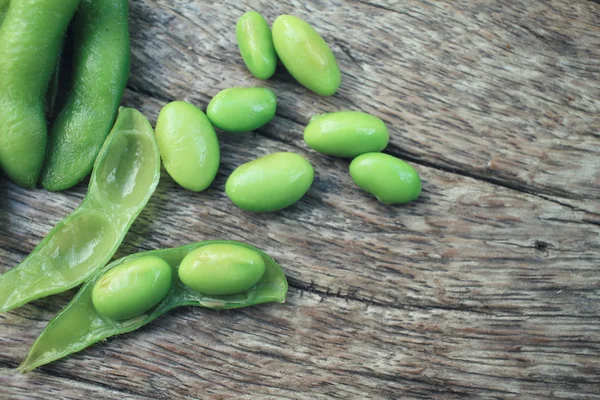 Close up of green soybeans — Stock Photo, Image