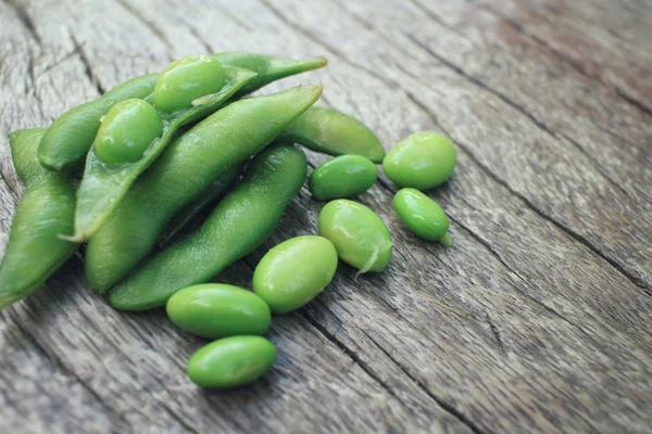 Close up of green soybeans — Stock Photo, Image