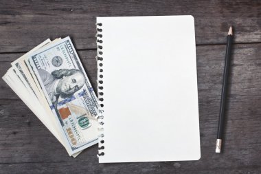 Dolar boş Not Defteri ile 