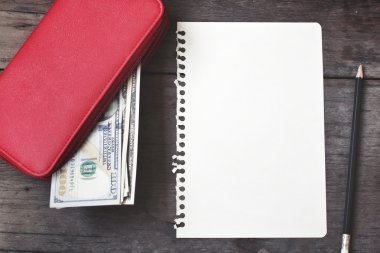 Dolar boş Not Defteri ile 