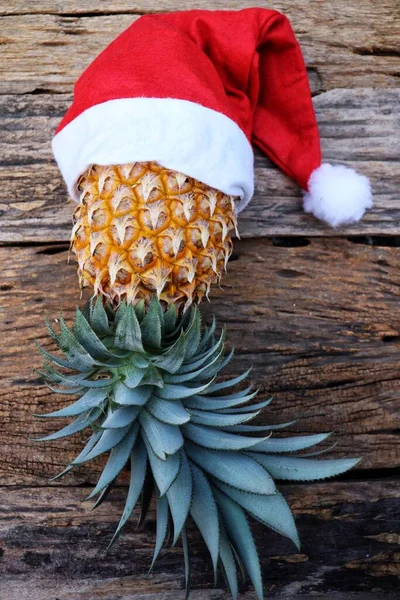 Sombrero Navidad Fruta Piña —  Fotos de Stock