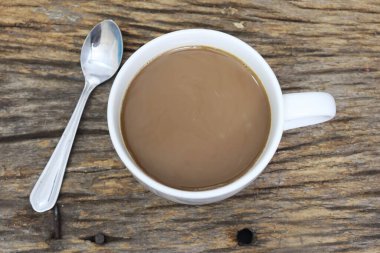 Hot coffee with milk latte on cup beverage breakfast