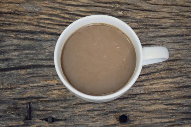 Hot coffee with milk latte on cup beverage breakfast
