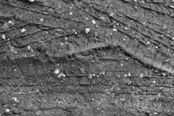 Black White Wheel Tracks Soil Background Texture — Photo