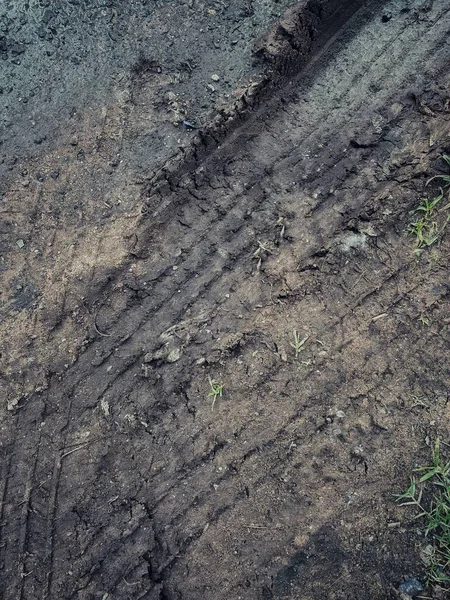 Ślady Kół Tle Lub Strukturze Drogi Glebowej — Zdjęcie stockowe