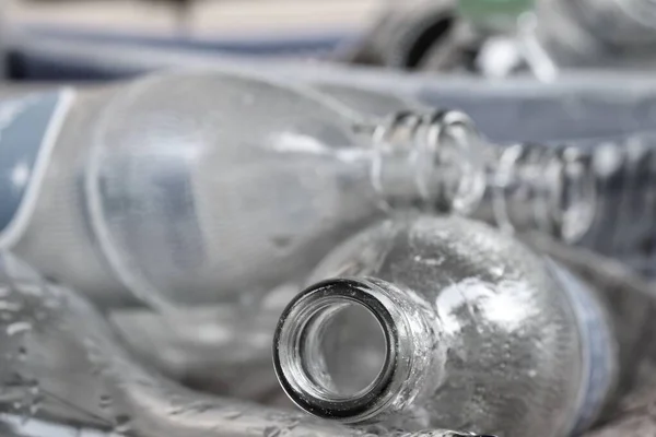 Close Empty White Glass Bottles Recycling Concept — Stock Photo, Image