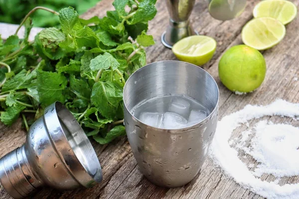 Margarita Cocktail Aus Limettensalz Und Minzblättern — Stockfoto