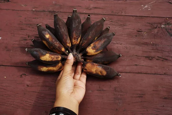 Närbild Gäng Ruttna Gamla Svarta Bananer Frukt — Stockfoto