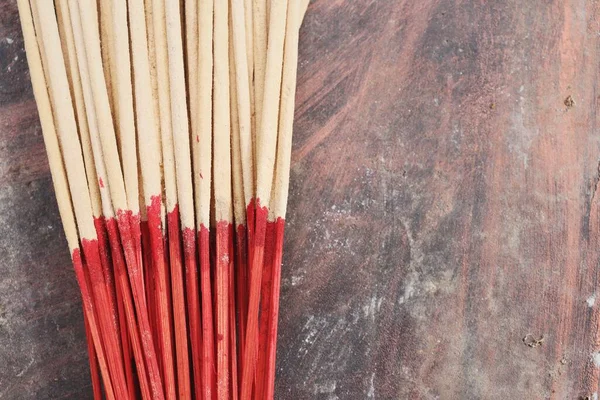 Brown Indian Incense Aroma Sticks Old Table Background — Stock Photo, Image