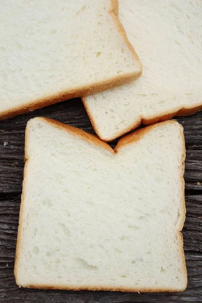 Närbild Skivade Limpa Vitt Bröd Frukost Mat — Stockfoto