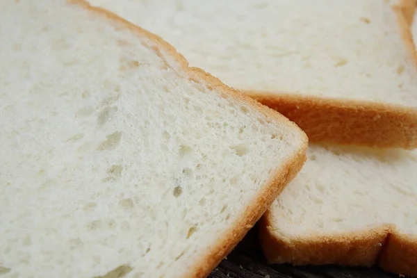 Närbild Skivade Limpa Vitt Bröd Frukost Mat — Stockfoto