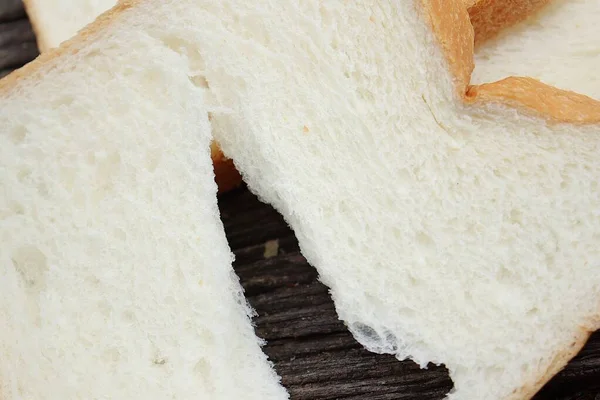 Sluiten Van Gesneden Brood Wit Brood Ontbijt Voedsel — Stockfoto