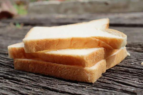 Sluiten Van Gesneden Brood Wit Brood Ontbijt Voedsel — Stockfoto