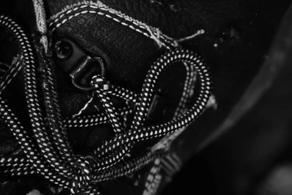Black White Close Black Safety Shoes Leather Boot Footwear — Φωτογραφία Αρχείου