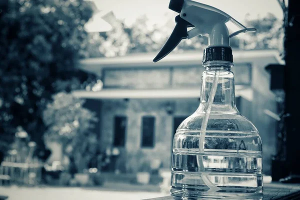 Spray Bottiglia Concetto Antibatterico Covid Prevenzione Sanificazione All Interno — Foto Stock