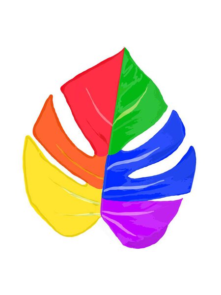Красивая из тропических листьев и цвета ЛГБТ лесбиянка гей бисексуальная радуга