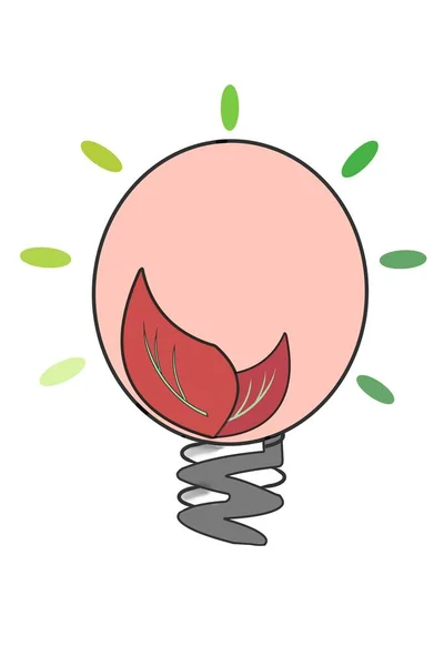 Bombilla Con Plantas Rojas Concepto Energía Ecológica Ilustración —  Fotos de Stock