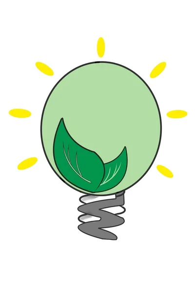 Bombilla Con Plantas Verdes Concepto Energía Ecológica Ilustración —  Fotos de Stock