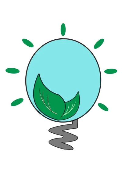 Bombilla Con Plantas Verdes Concepto Energía Ecológica Ilustración —  Fotos de Stock