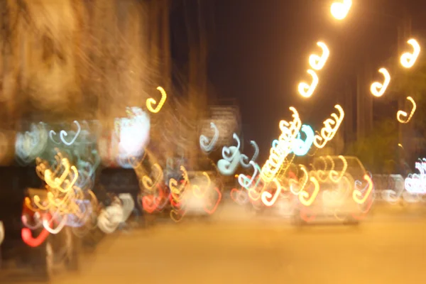 Blurred of car in city at night — Stock Photo, Image