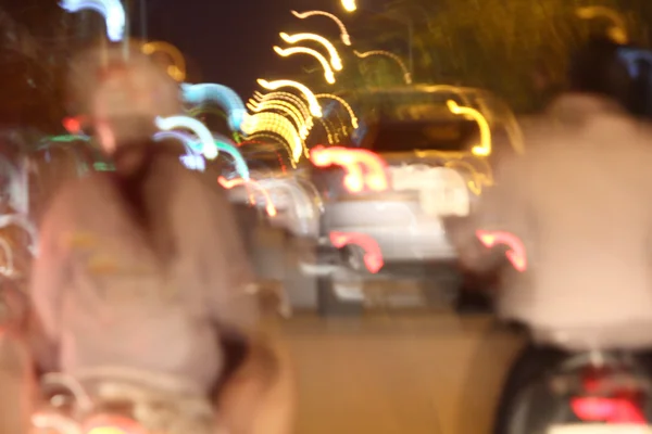 blurred of car in city at night