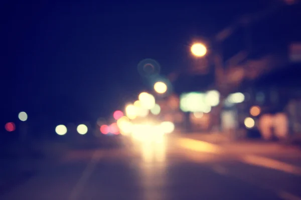 Blurred of car in city at night — Stock Photo, Image