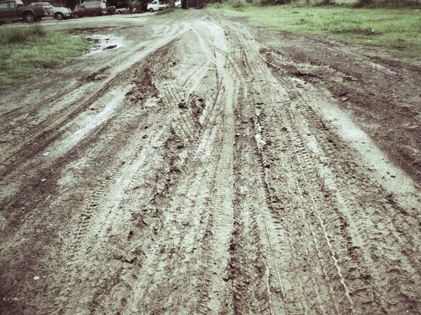 Wheel tracks on the soil. — Stock Photo, Image