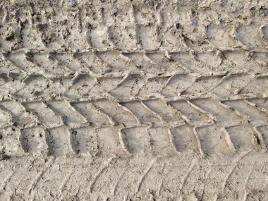 Topraktaki tekerlek izleri.