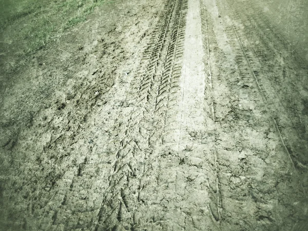 Wheel tracks on the soil. — Stock Photo, Image