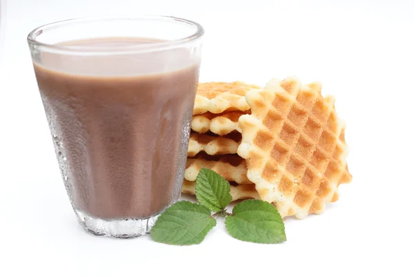 Waffles com chocolate quente — Fotografia de Stock