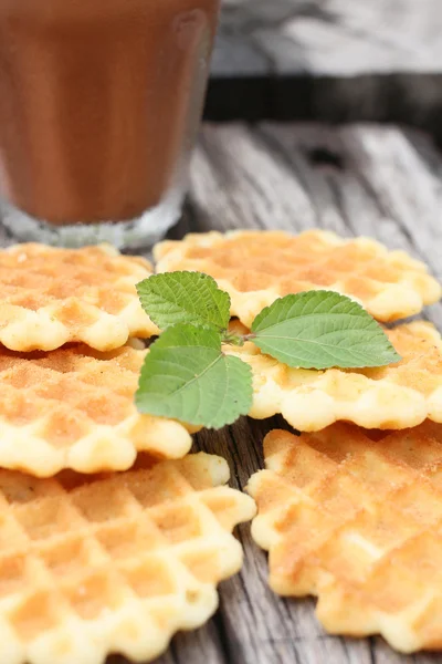 Waffles with hot chocolate — Stock Photo, Image