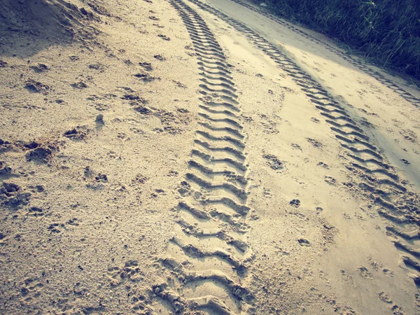 Wheel tracks on the soil. — Stock Photo, Image