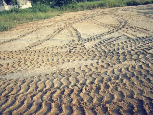 Wheel tracks on the soil. — Stock Photo, Image