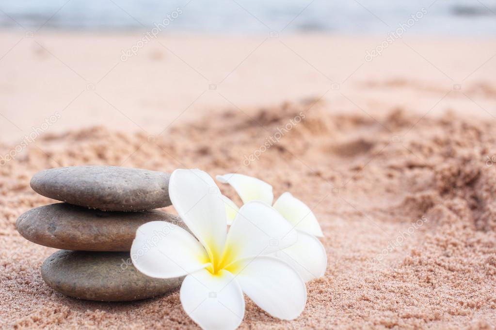 Spa of frangipani flower and stones
