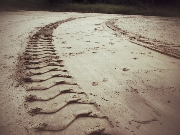 Wheel tracks on the soil. — Stock Photo, Image