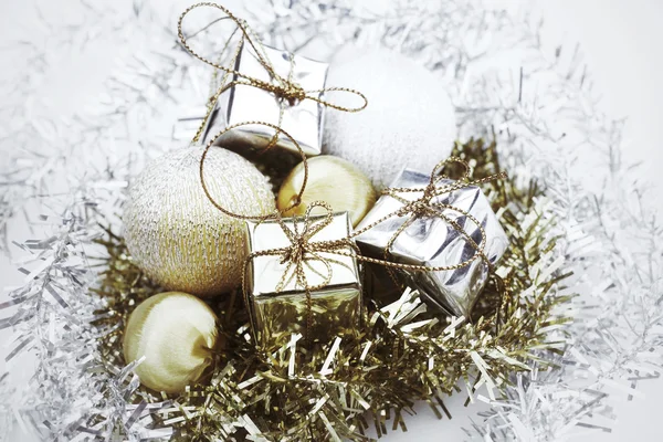Christmas gifts with balls — Stock Photo, Image