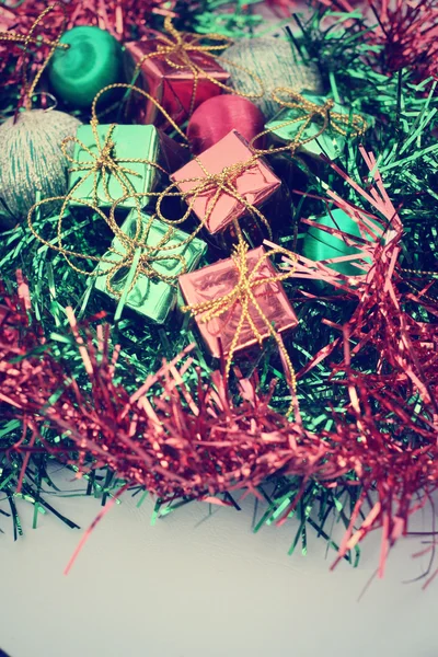 Christmas gifts with balls — Stock Photo, Image