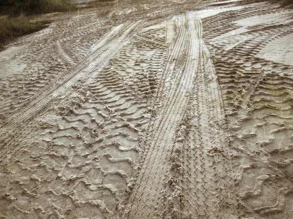 Wheel tracks on the soil. — Stock Photo, Image