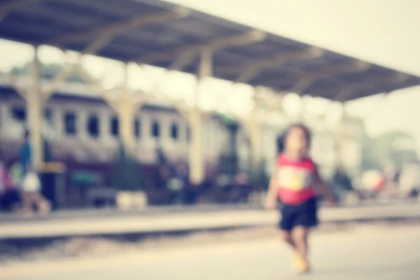 Blurred of railway station — Stock Photo, Image