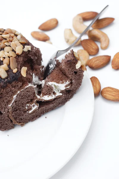 Rolo de bolo de chocolate — Fotografia de Stock