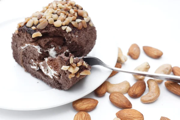 Rolo de bolo de chocolate — Fotografia de Stock