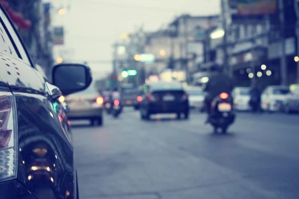 Blurred of car in city at night