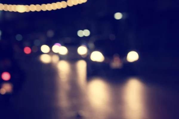 Blurred of car in city at night