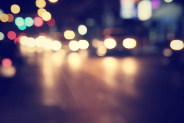 Blurred of car in city at night — Stock Photo, Image