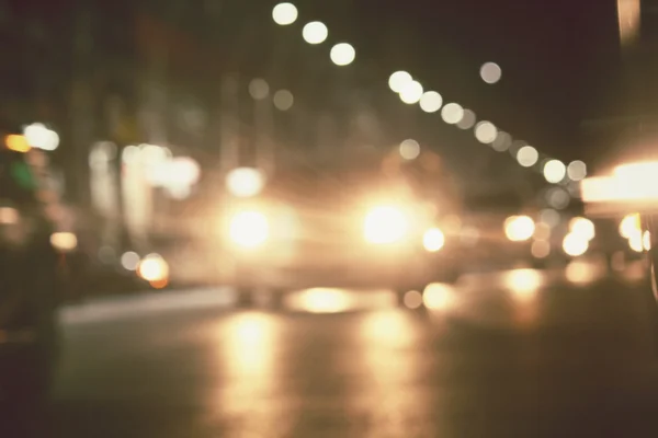 Blurred of car in city at night — Stock Photo, Image