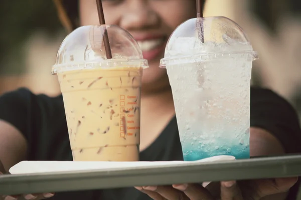 Bebida azul con café helado — Foto de Stock