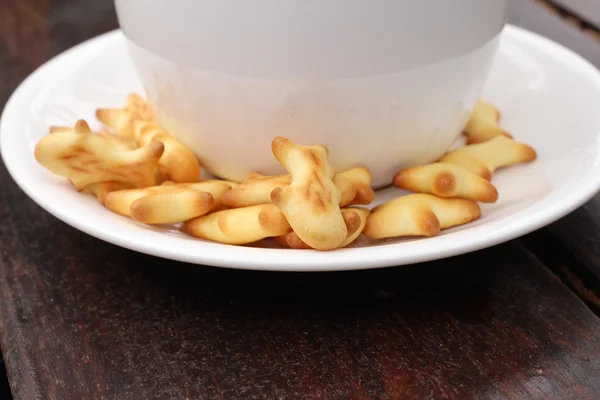 Galletas con café caliente — Foto de Stock