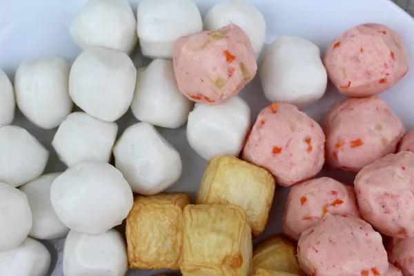 Mix of fish meat ball with tofu — Stock Photo, Image