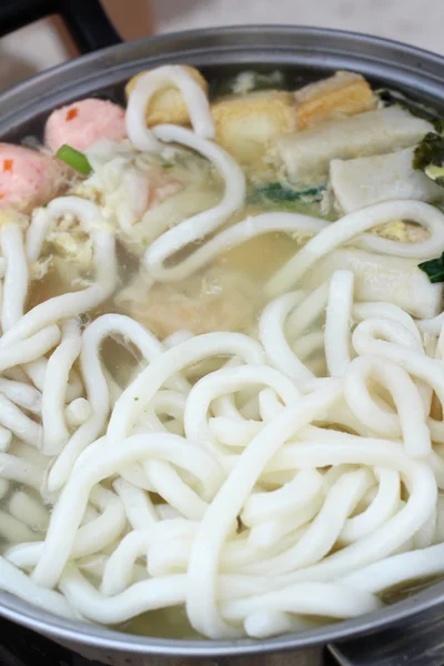 Sukiyaki with udon on the pot — Stock Photo, Image