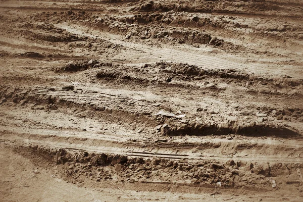 Wheel tracks on the soil. — Stock Photo, Image